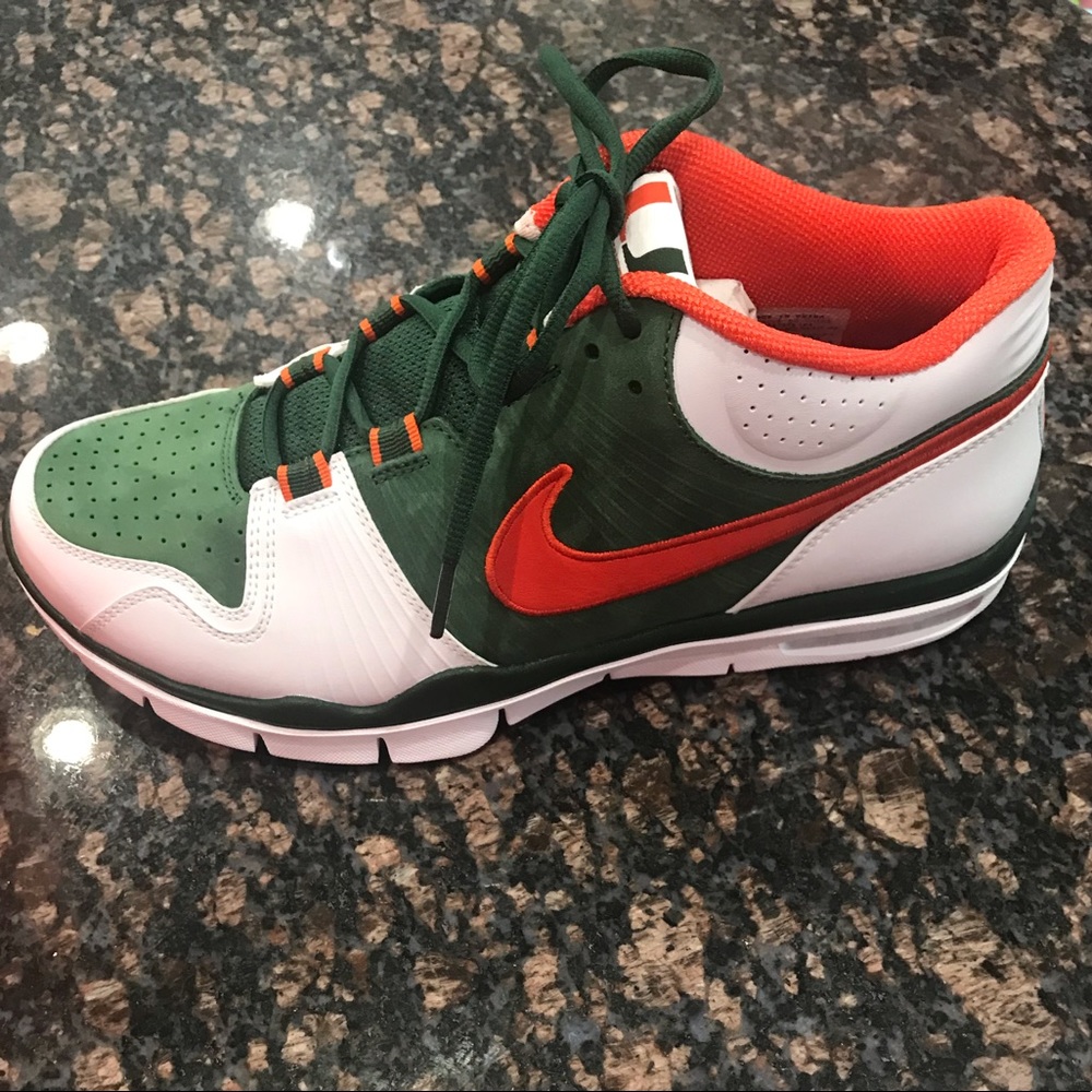 NIB Rare Univ of Miami Nike Air Trainer 1 Mid